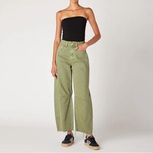 Women's Green Barrel Leg Jean BLANKNYC
